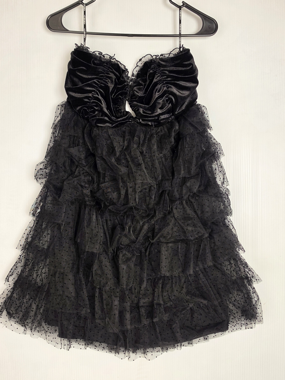 Forever 21 Black Plus Velvet & Ruffle Short Dress